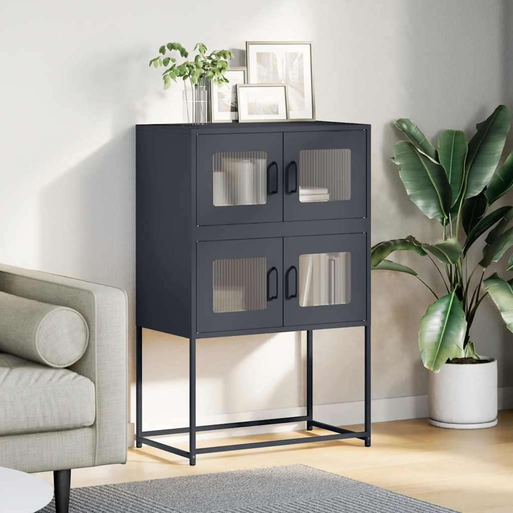 Hoge kast 68x39x107 cm staal antracietkleurig is nu te koop bij PeponiXL, paradijselijk wonen!