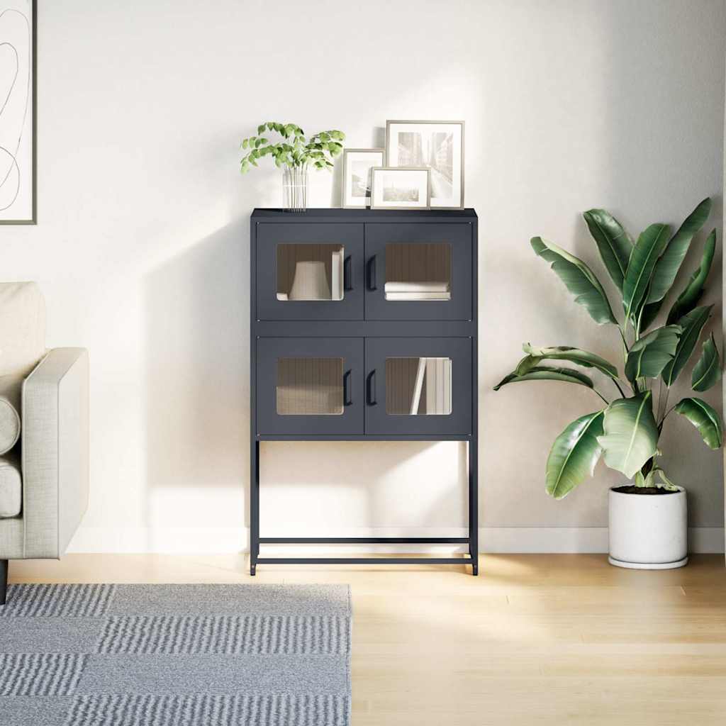 Hoge kast 68x39x107 cm staal antracietkleurig is nu te koop bij PeponiXL, paradijselijk wonen!