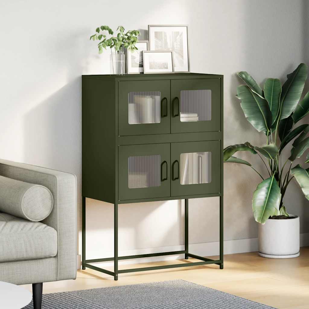 Hoge kast 68x39x107 cm staal olijfgroen is nu te koop bij PeponiXL, paradijselijk wonen!