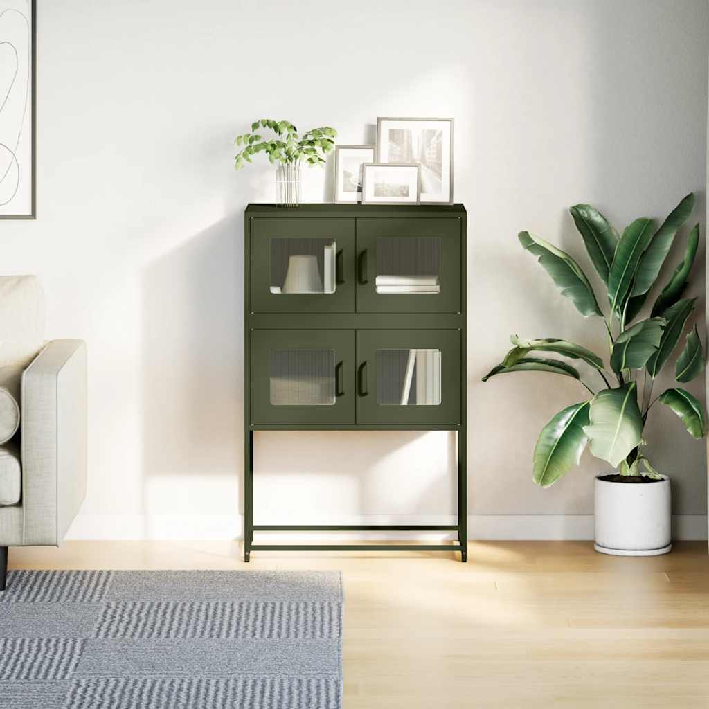 Hoge kast 68x39x107 cm staal olijfgroen is nu te koop bij PeponiXL, paradijselijk wonen!