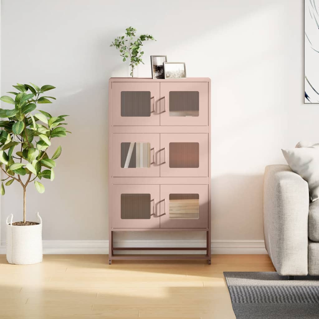 Hoge kast 68x39x123 cm staal roze is nu te koop bij PeponiXL, paradijselijk wonen!