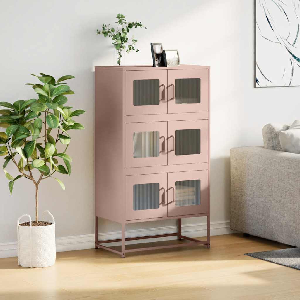 Hoge kast 68x39x123 cm staal roze is nu te koop bij PeponiXL, paradijselijk wonen!