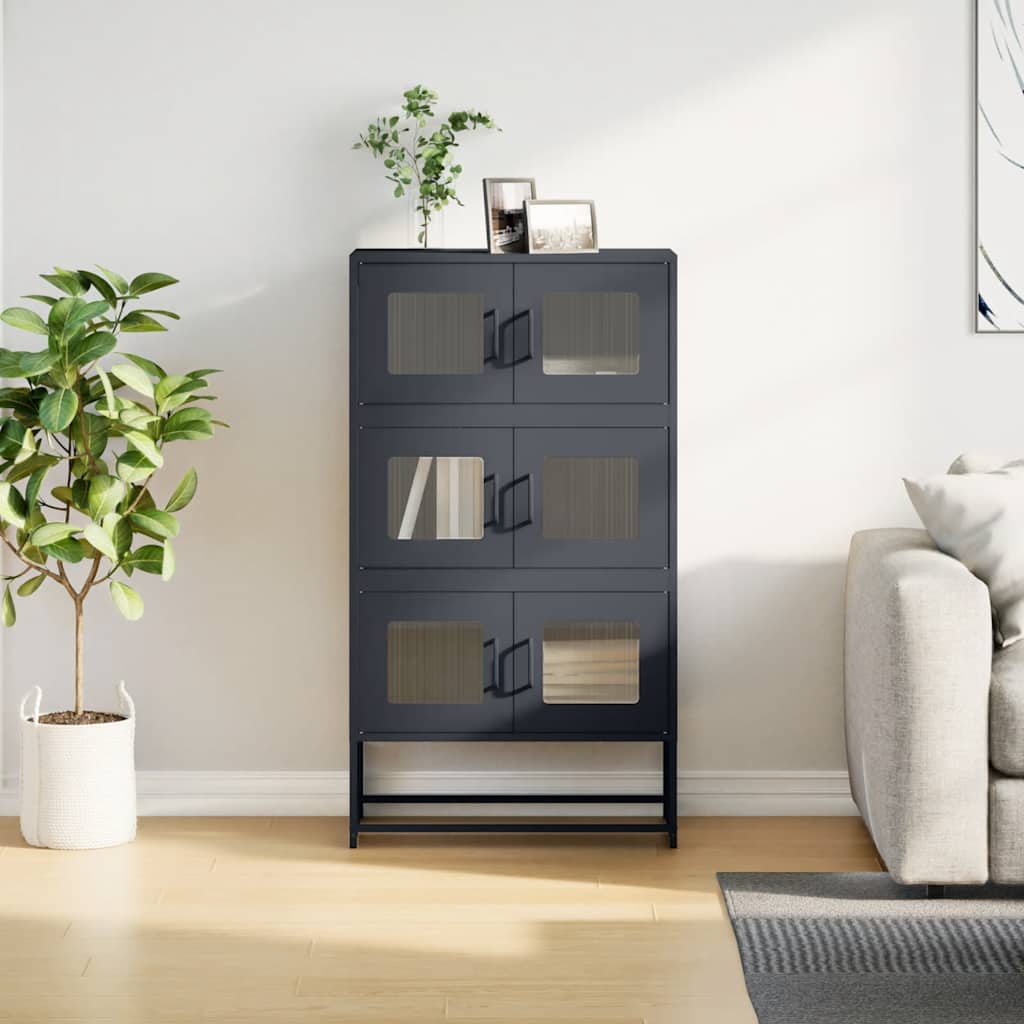 Hoge kast 68x39x123 cm staal antracietkleurig is nu te koop bij PeponiXL, paradijselijk wonen!