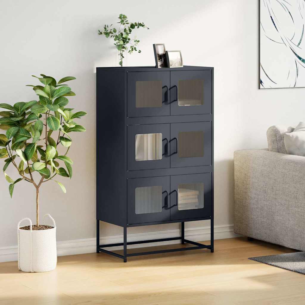 Hoge kast 68x39x123 cm staal antracietkleurig is nu te koop bij PeponiXL, paradijselijk wonen!