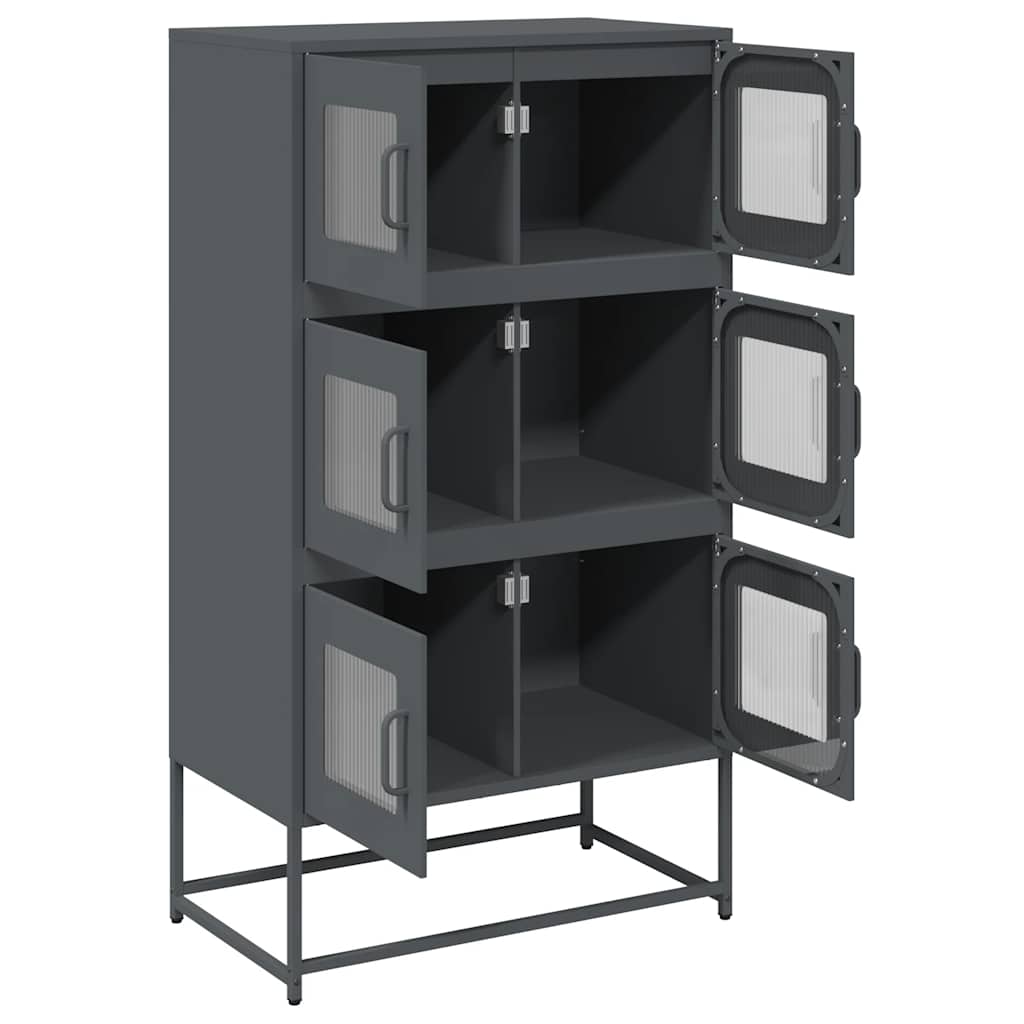 Hoge kast 68x39x123 cm staal antracietkleurig is nu te koop bij PeponiXL, paradijselijk wonen!