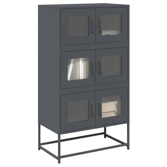 Hoge kast 68x39x123 cm staal antracietkleurig is nu te koop bij PeponiXL, paradijselijk wonen!