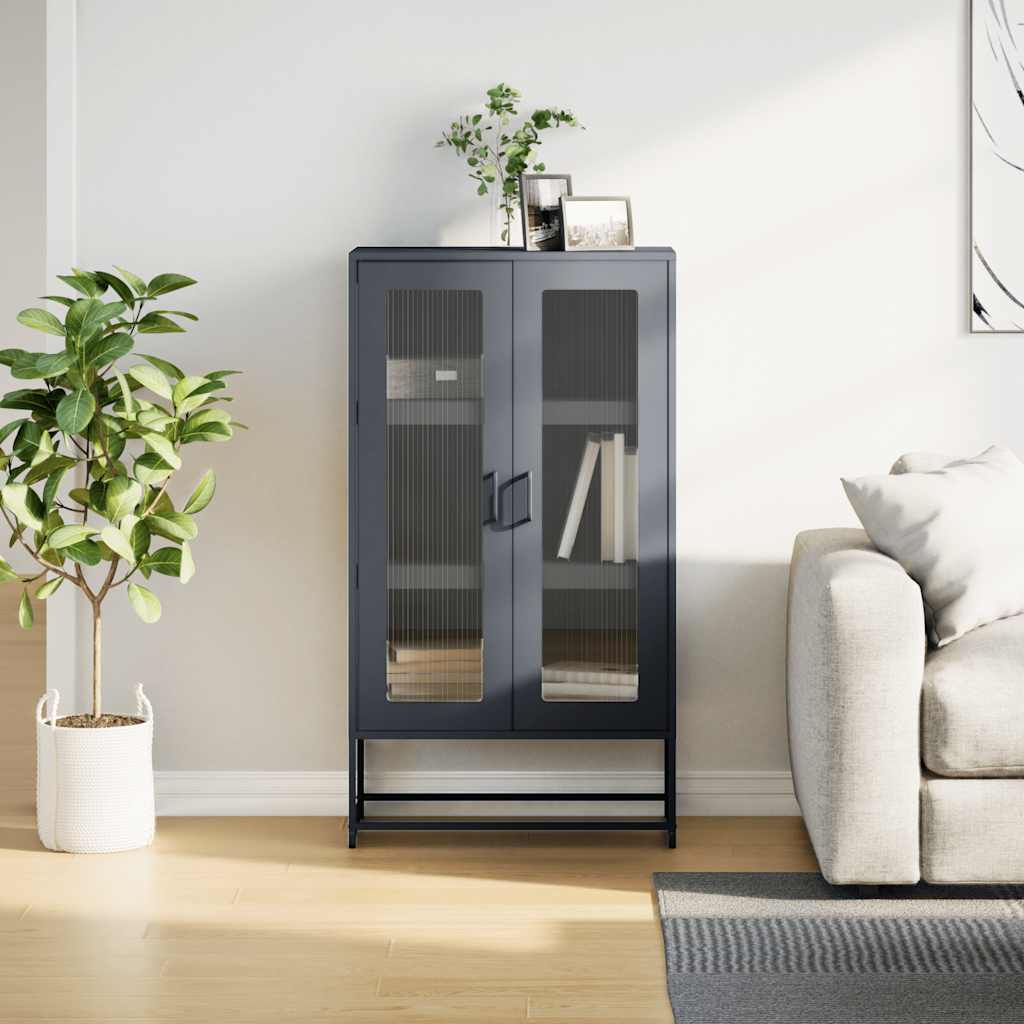 Hoge kast 68x39x123 cm staal antracietkleurig is nu te koop bij PeponiXL, paradijselijk wonen!