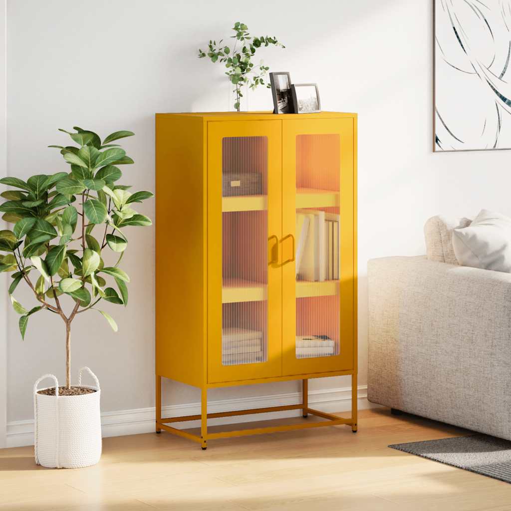 Hoge kast 68x39x123 cm staal mosterdgeel is nu te koop bij PeponiXL, paradijselijk wonen!