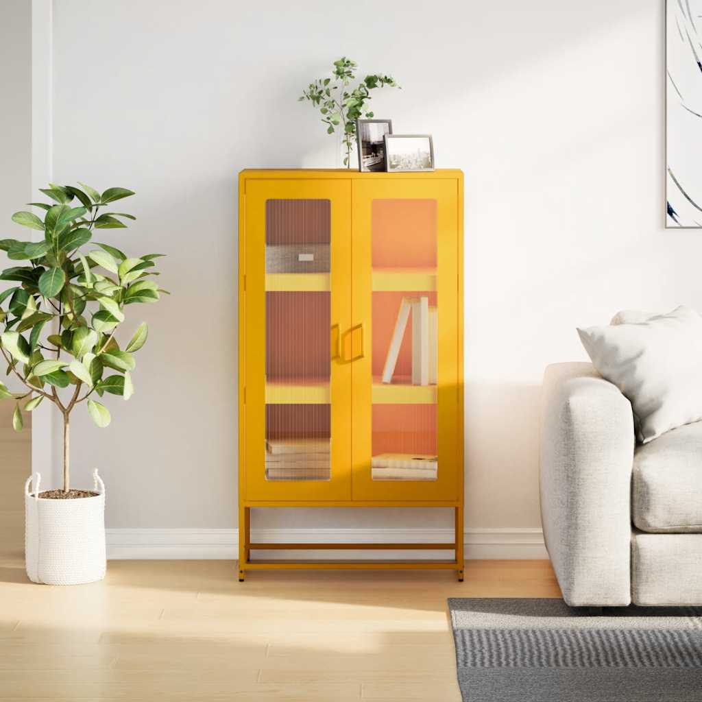Hoge kast 68x39x123 cm staal mosterdgeel is nu te koop bij PeponiXL, paradijselijk wonen!