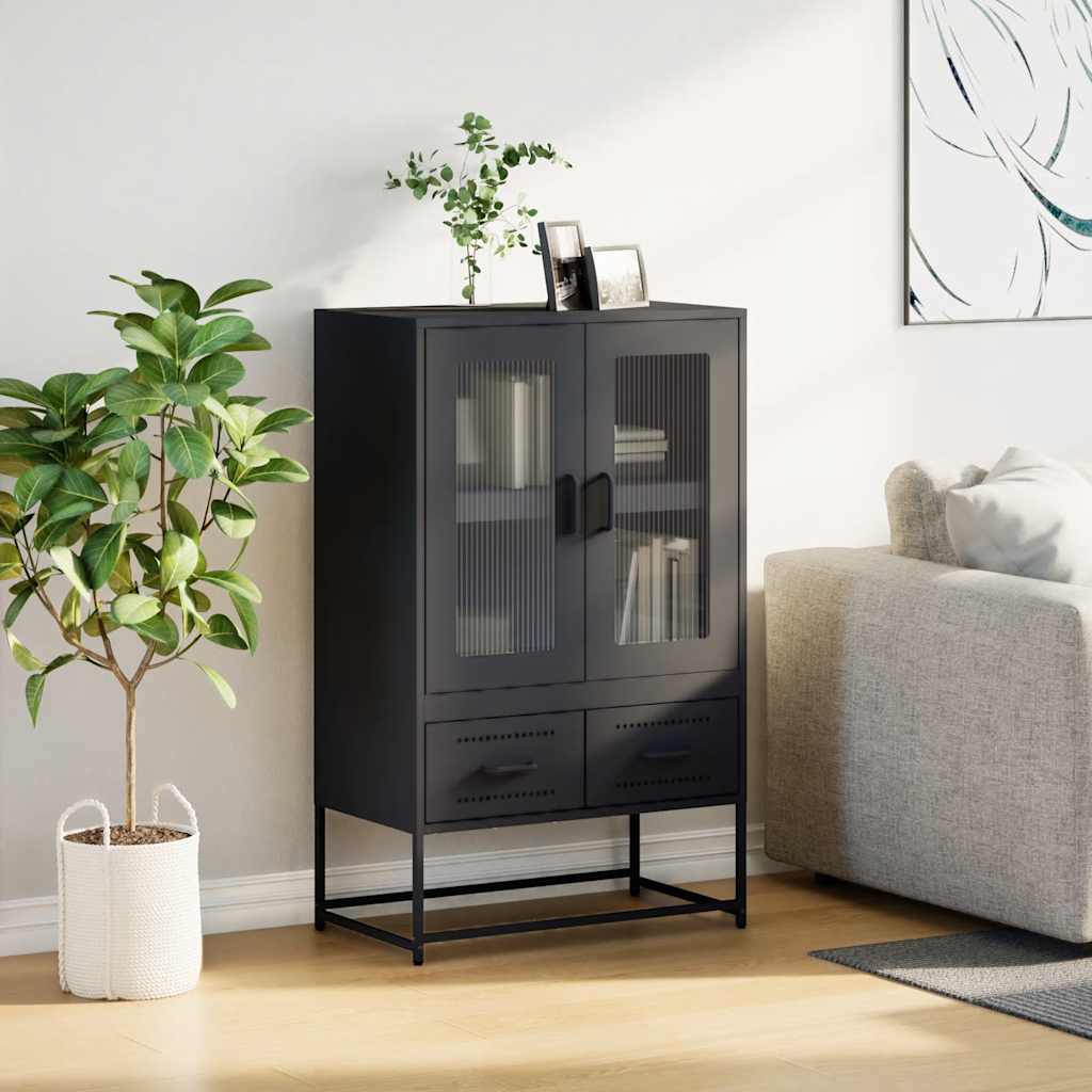 Hoge kast 68x39x111,5 cm staal zwart is nu te koop bij PeponiXL, paradijselijk wonen!