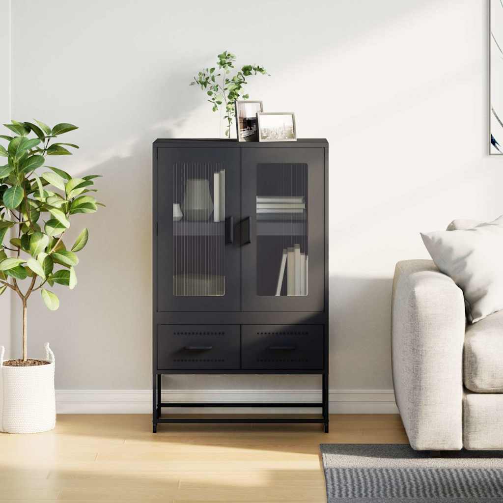 Hoge kast 68x39x111,5 cm staal zwart is nu te koop bij PeponiXL, paradijselijk wonen!