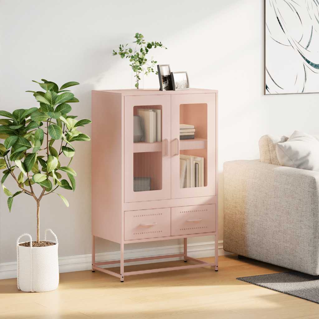 Hoge kast 68x39x111,5 cm staal roze is nu te koop bij PeponiXL, paradijselijk wonen!