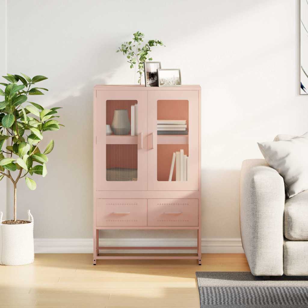 Hoge kast 68x39x111,5 cm staal roze is nu te koop bij PeponiXL, paradijselijk wonen!