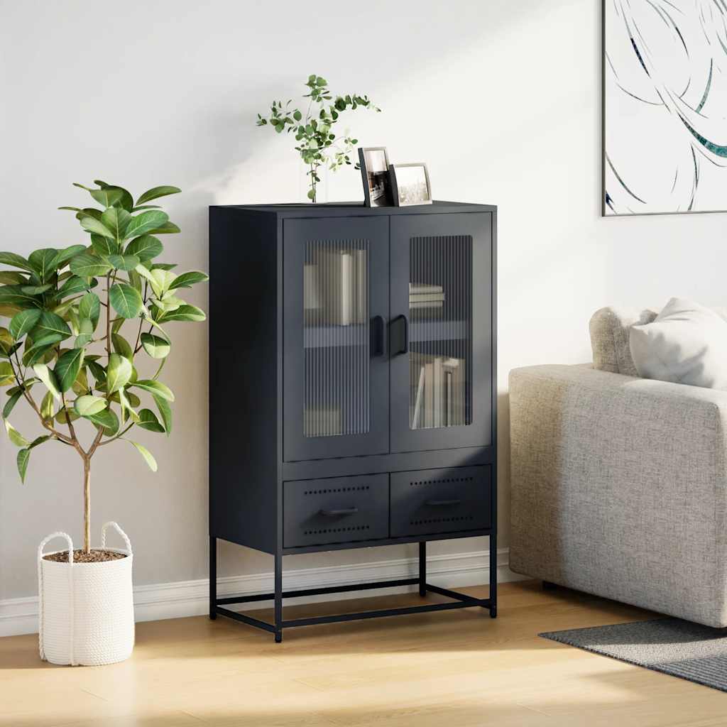 Hoge kast 68x39x111,5 cm staal antracietkleurig is nu te koop bij PeponiXL, paradijselijk wonen!