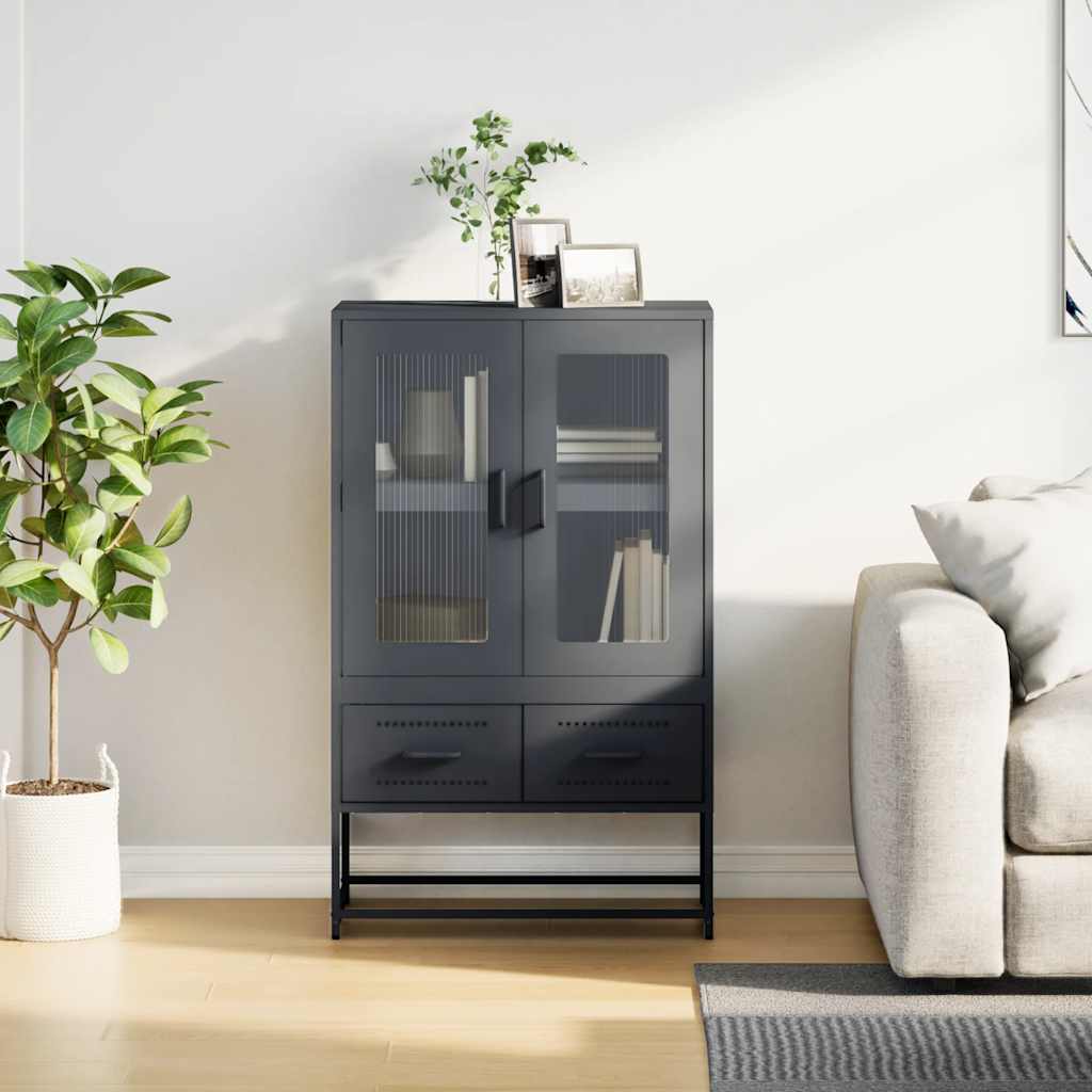 Hoge kast 68x39x111,5 cm staal antracietkleurig is nu te koop bij PeponiXL, paradijselijk wonen!