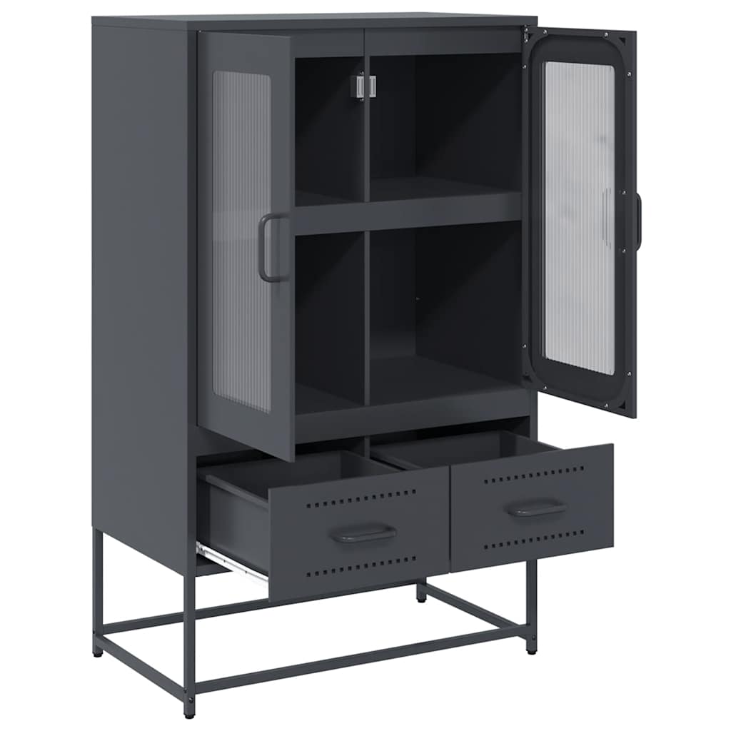 Hoge kast 68x39x111,5 cm staal antracietkleurig is nu te koop bij PeponiXL, paradijselijk wonen!