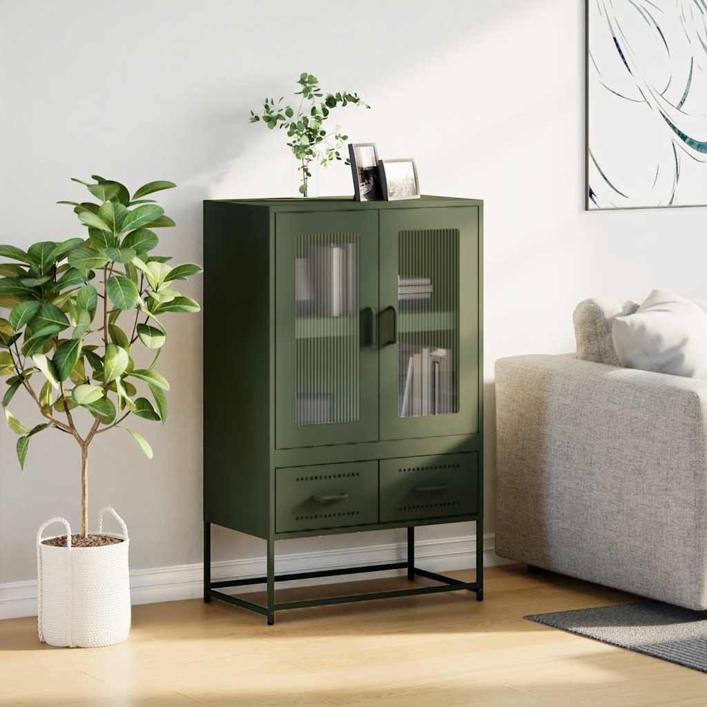 Hoge kast 68x39x111,5 cm staal olijfgroen is nu te koop bij PeponiXL, paradijselijk wonen!