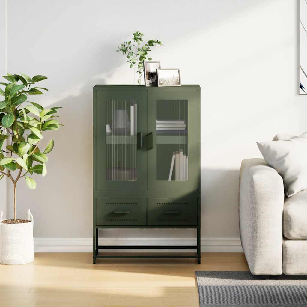 Hoge kast 68x39x111,5 cm staal olijfgroen is nu te koop bij PeponiXL, paradijselijk wonen!