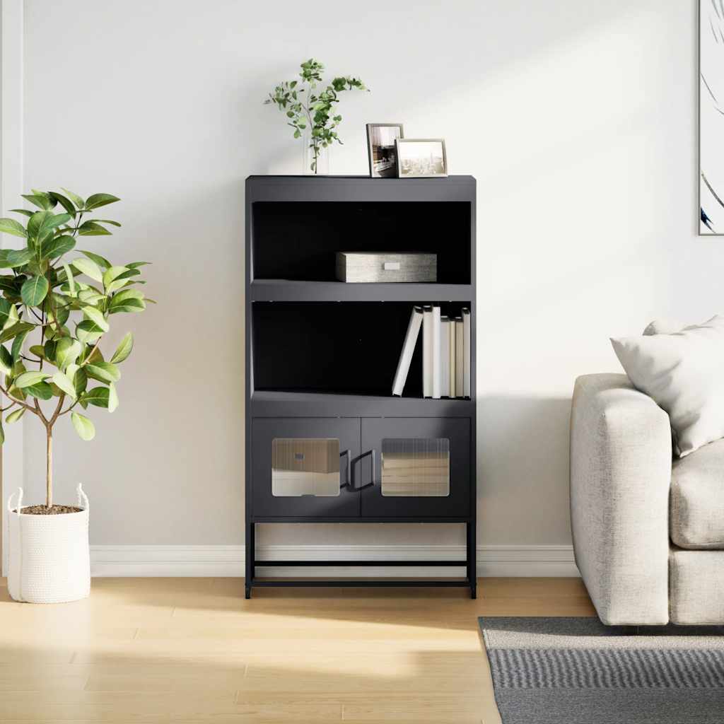 Hoge kast 68x39x123 cm staal antracietkleurig is nu te koop bij PeponiXL, paradijselijk wonen!