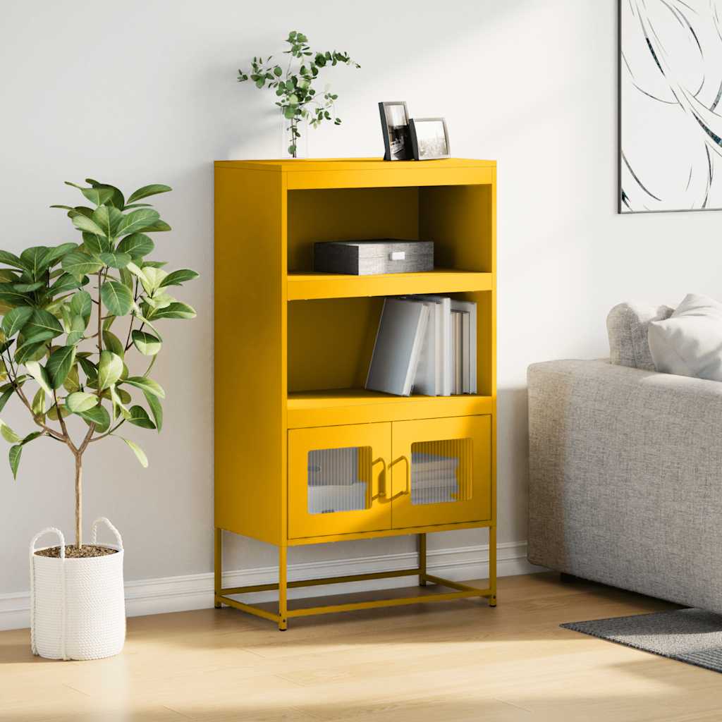 Hoge kast 68x39x123 cm staal mosterdgeel is nu te koop bij PeponiXL, paradijselijk wonen!