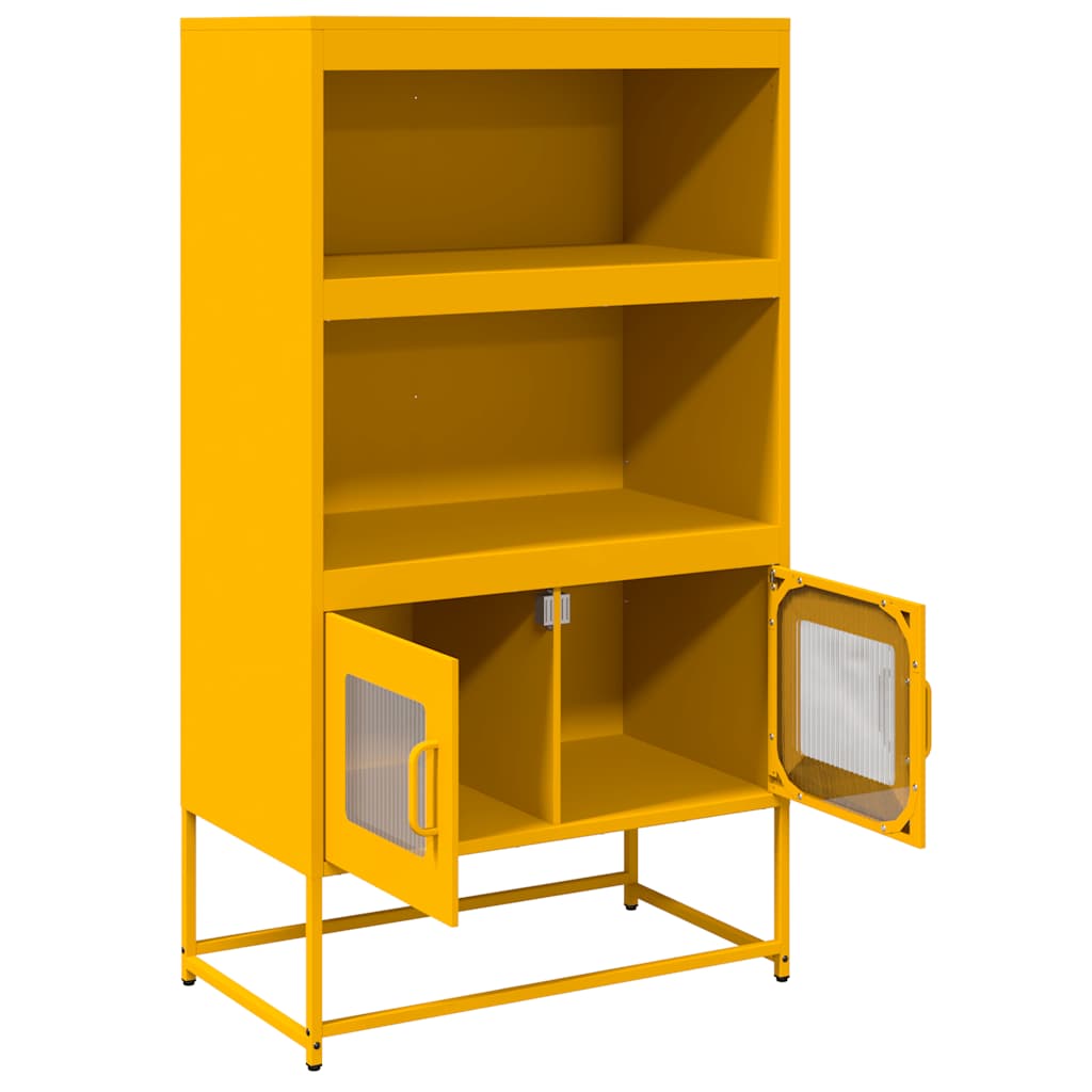 Hoge kast 68x39x123 cm staal mosterdgeel is nu te koop bij PeponiXL, paradijselijk wonen!