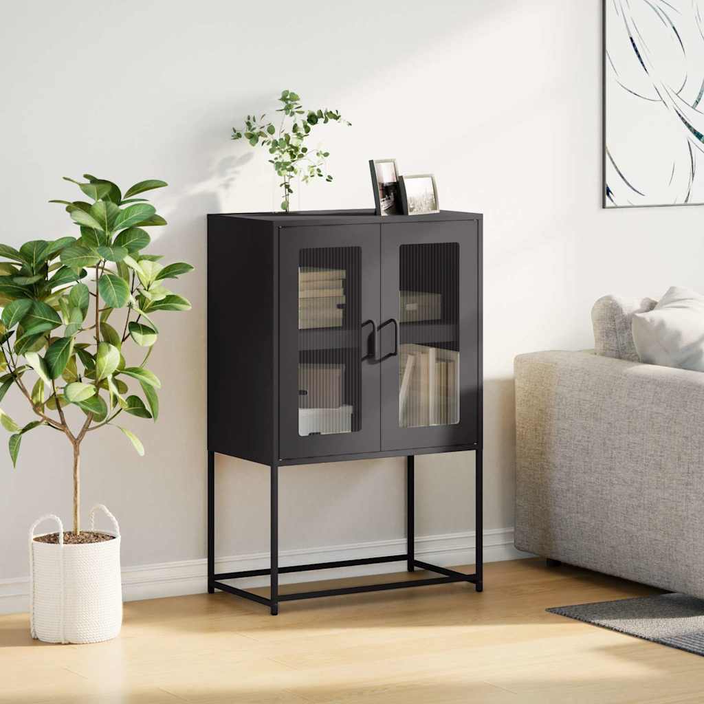 Hoge kast 68x39x107 cm staal zwart is nu te koop bij PeponiXL, paradijselijk wonen!