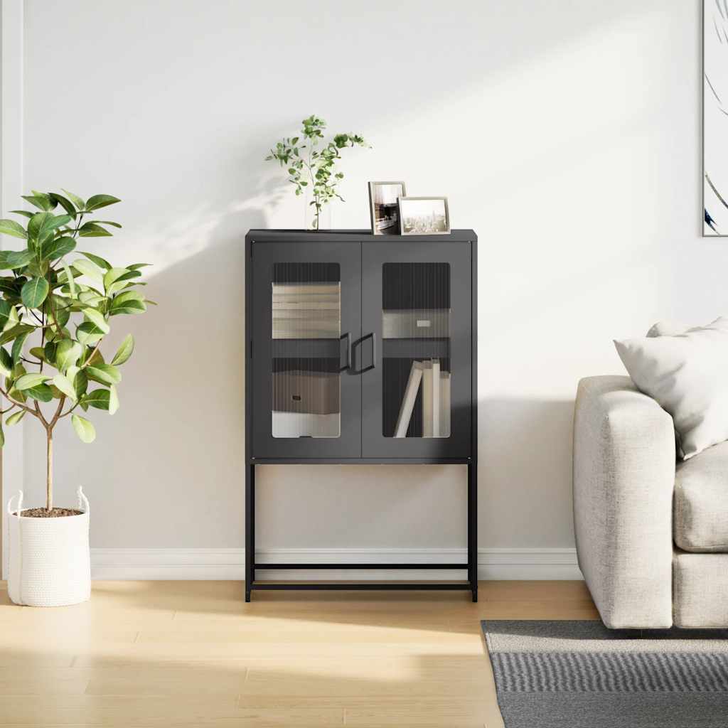 Hoge kast 68x39x107 cm staal zwart is nu te koop bij PeponiXL, paradijselijk wonen!