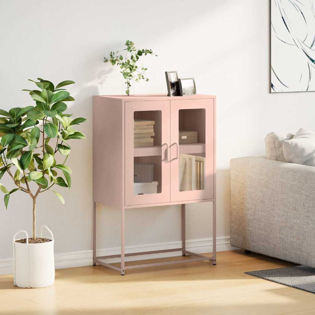 Hoge kast 68x39x107 cm staal roze is nu te koop bij PeponiXL, paradijselijk wonen!