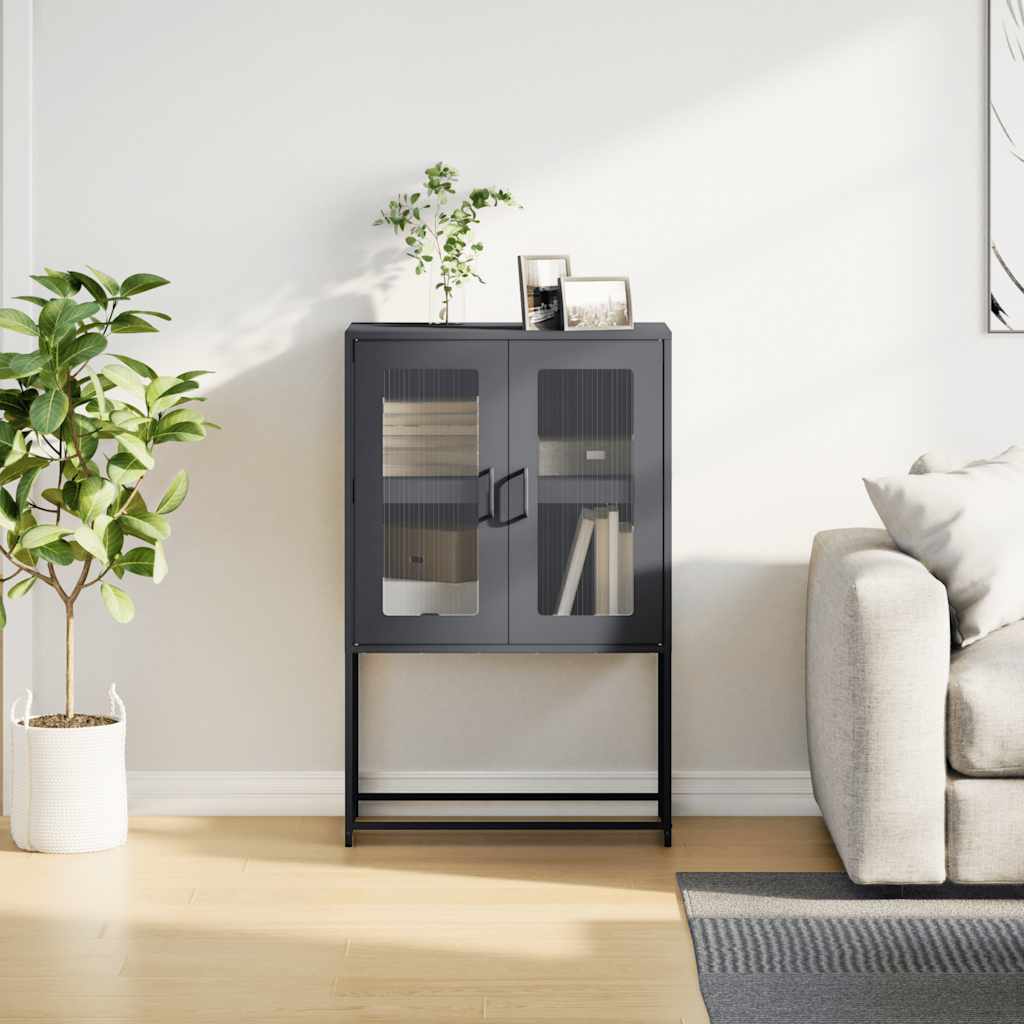 Hoge kast 68x39x107 cm staal antracietkleurig is nu te koop bij PeponiXL, paradijselijk wonen!