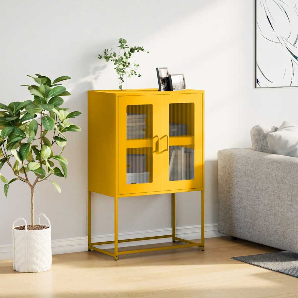 Hoge kast 68x39x107 cm staal mosterdgeel is nu te koop bij PeponiXL, paradijselijk wonen!