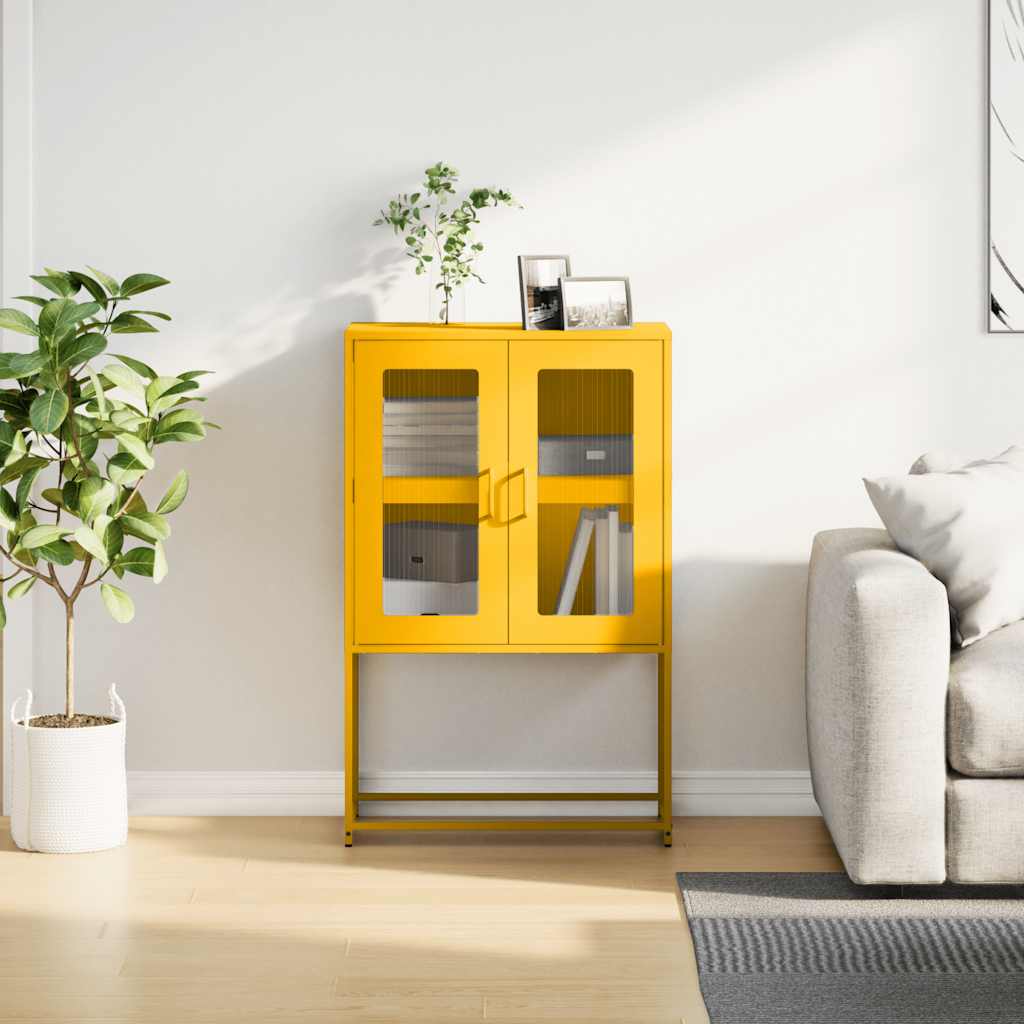 Hoge kast 68x39x107 cm staal mosterdgeel is nu te koop bij PeponiXL, paradijselijk wonen!