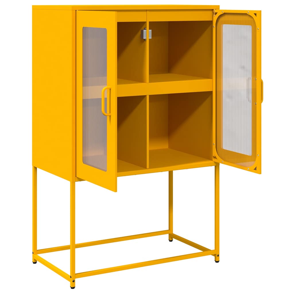 Hoge kast 68x39x107 cm staal mosterdgeel is nu te koop bij PeponiXL, paradijselijk wonen!