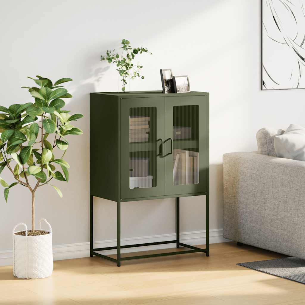Hoge kast 68x39x107 cm staal olijfgroen is nu te koop bij PeponiXL, paradijselijk wonen!