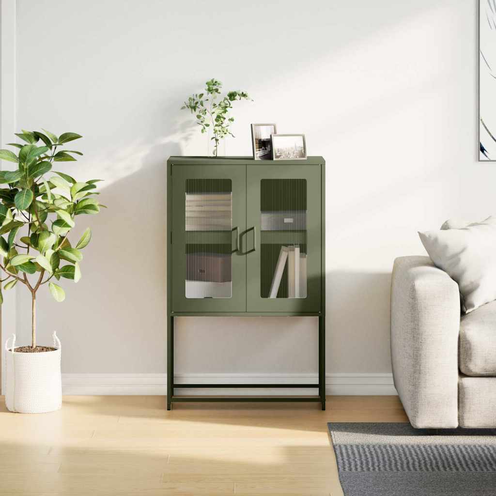 Hoge kast 68x39x107 cm staal olijfgroen is nu te koop bij PeponiXL, paradijselijk wonen!