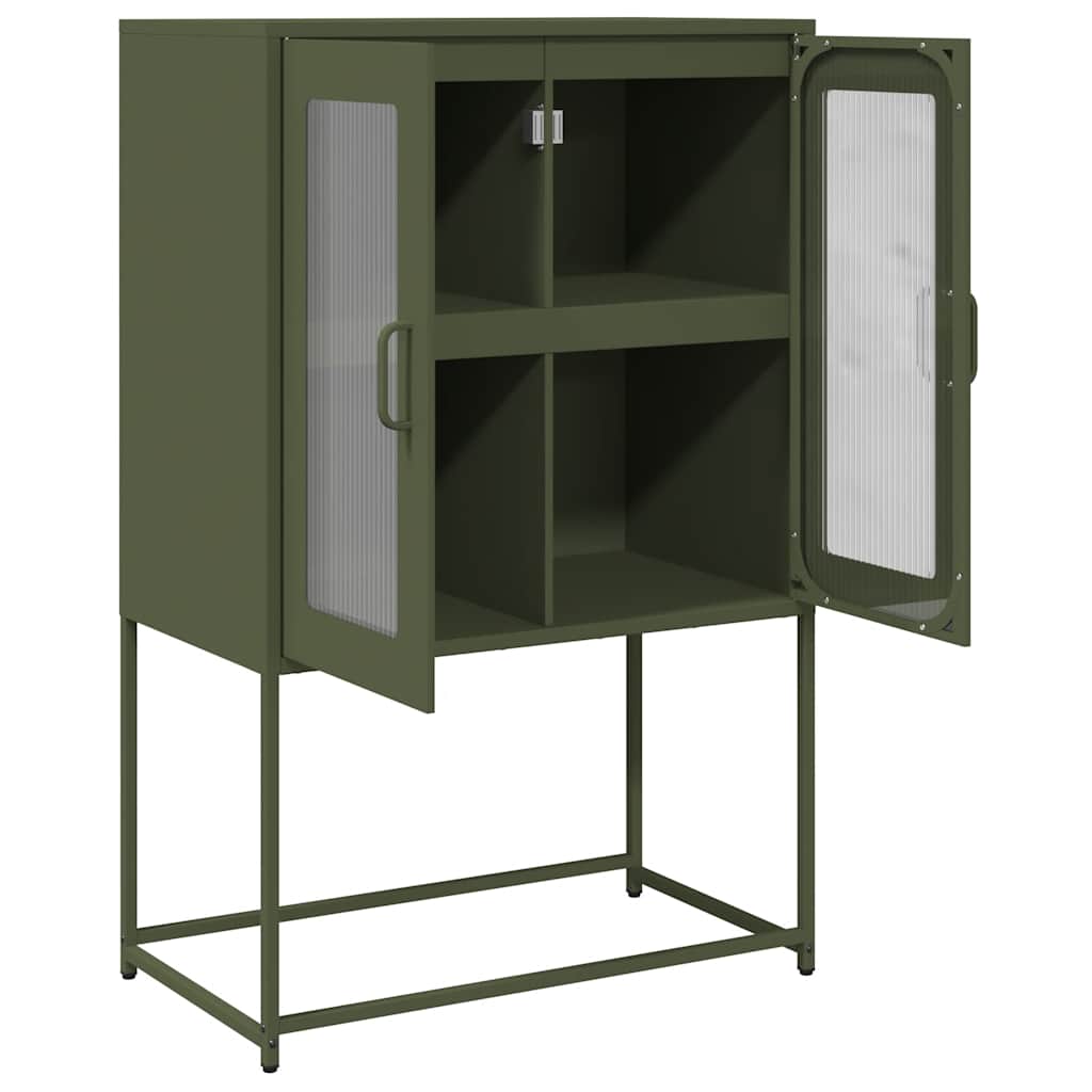 Hoge kast 68x39x107 cm staal olijfgroen is nu te koop bij PeponiXL, paradijselijk wonen!