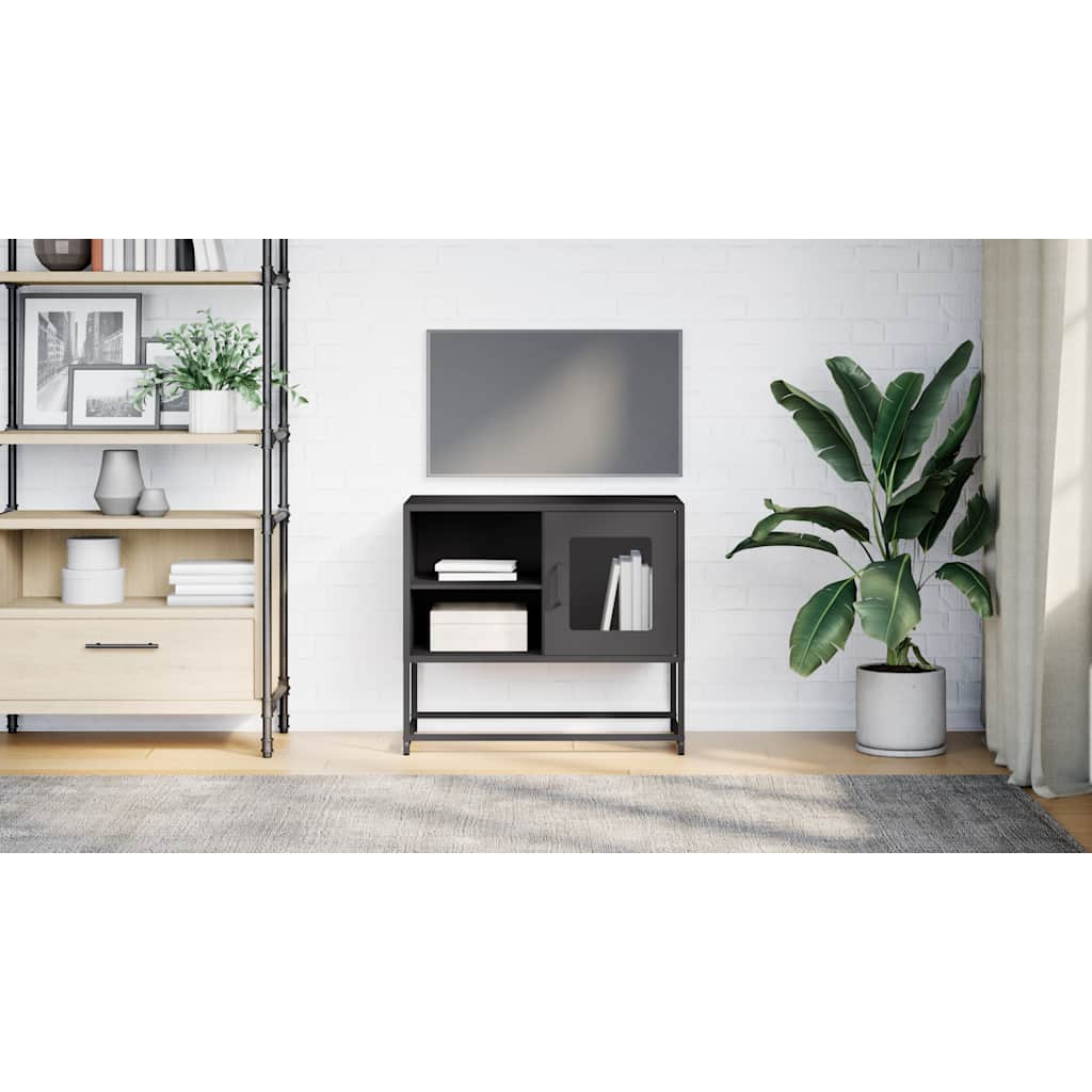 Tv-meubel 68x39x60,5 cm staal zwart is nu te koop bij PeponiXL, paradijselijk wonen!