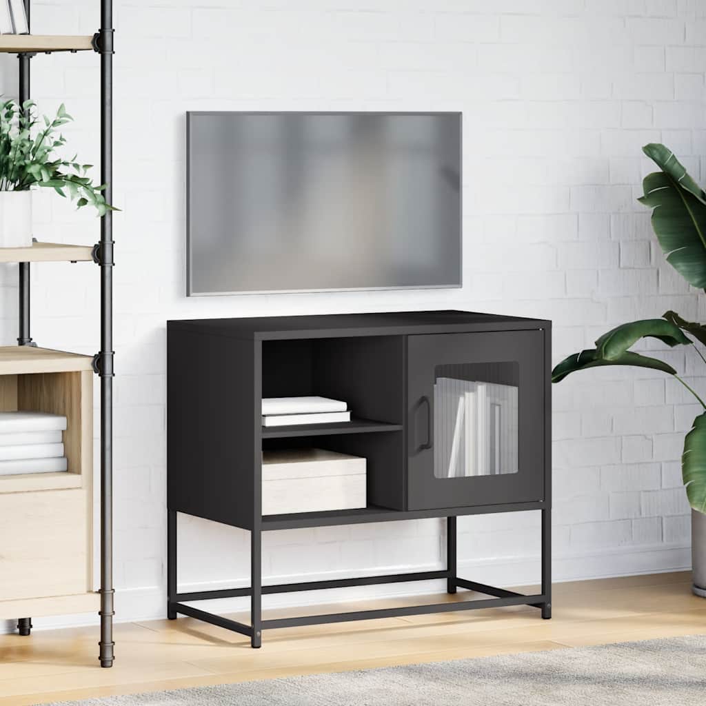 Tv-meubel 68x39x60,5 cm staal zwart is nu te koop bij PeponiXL, paradijselijk wonen!