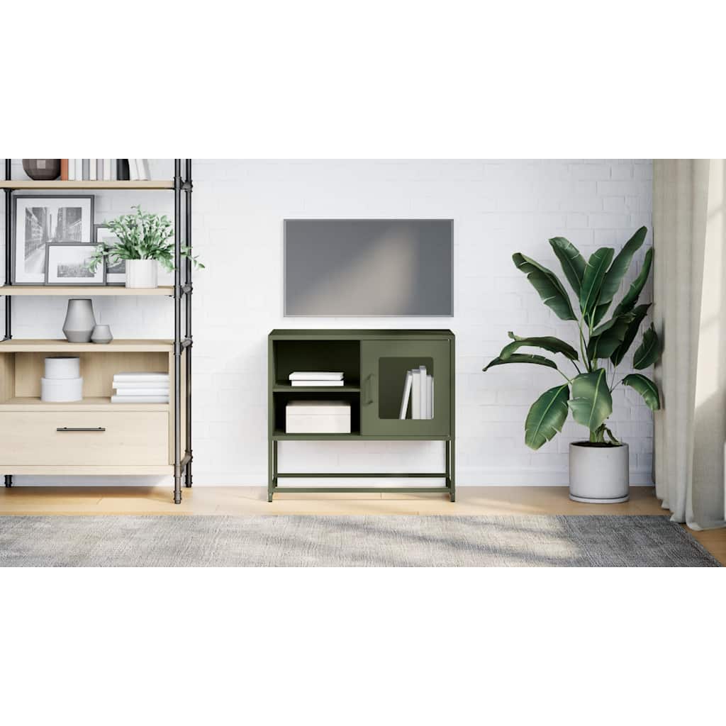 Tv-meubel 68x39x60,5 cm staal olijfgroen is nu te koop bij PeponiXL, paradijselijk wonen!