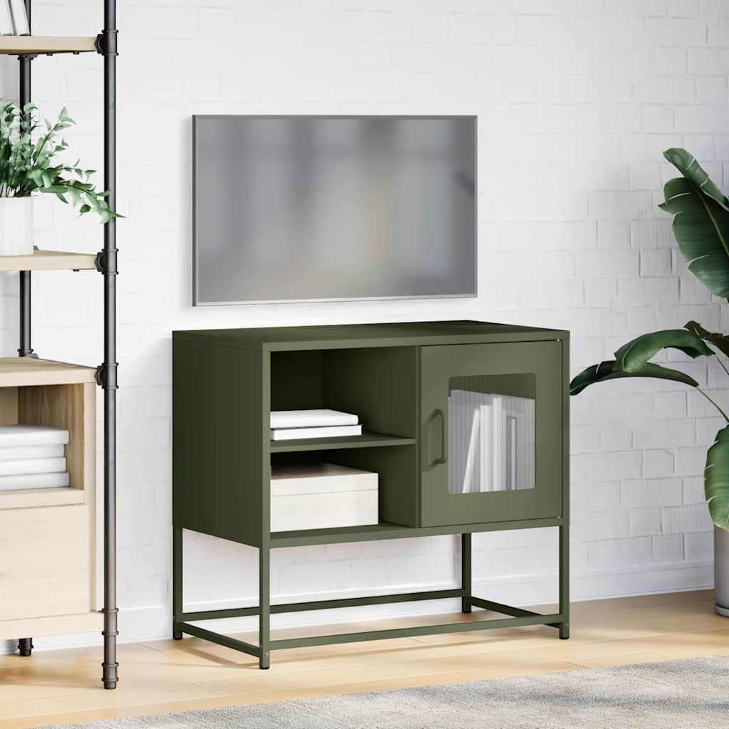 Tv-meubel 68x39x60,5 cm staal olijfgroen is nu te koop bij PeponiXL, paradijselijk wonen!