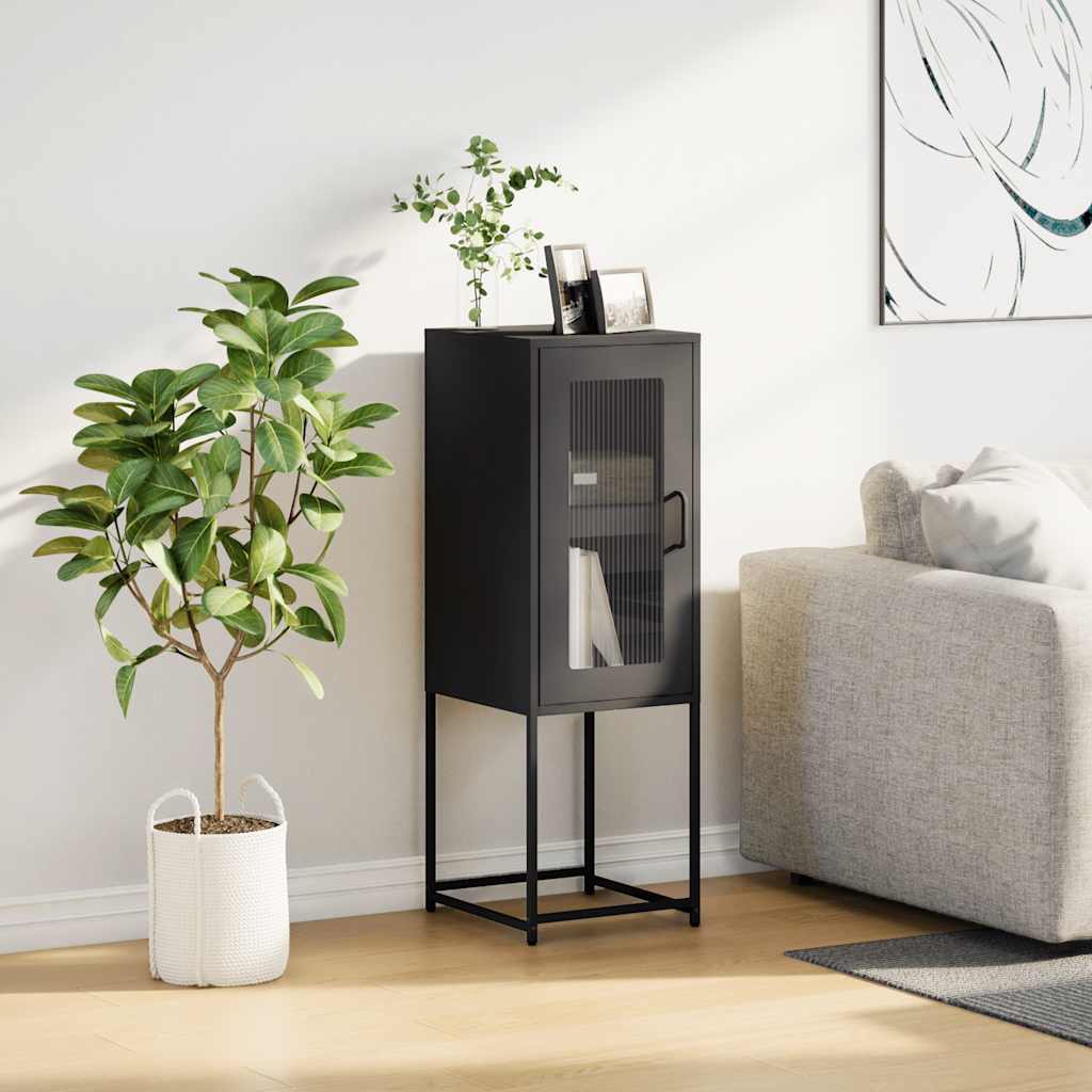 Dressoir 36x39x107 cm koudgewalst staal zwart is nu te koop bij PeponiXL, paradijselijk wonen!