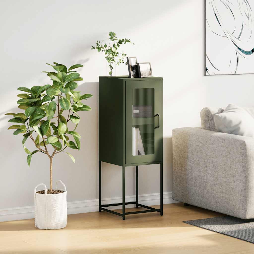 Dressoir 36x39x107 cm koudgewalst staal olijfgroen is nu te koop bij PeponiXL, paradijselijk wonen!
