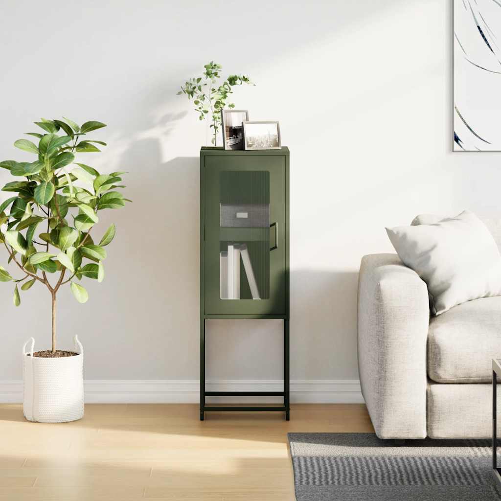 Dressoir 36x39x107 cm koudgewalst staal olijfgroen is nu te koop bij PeponiXL, paradijselijk wonen!