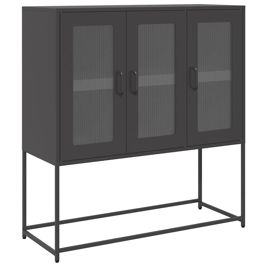Dressoir 100,5x39x107 cm koudgewalst staal zwart is nu te koop bij PeponiXL, paradijselijk wonen!