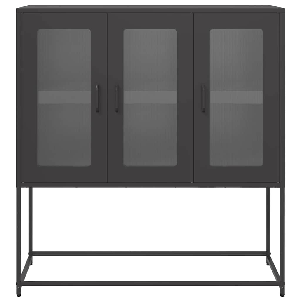 Dressoir 100,5x39x107 cm koudgewalst staal zwart is nu te koop bij PeponiXL, paradijselijk wonen!