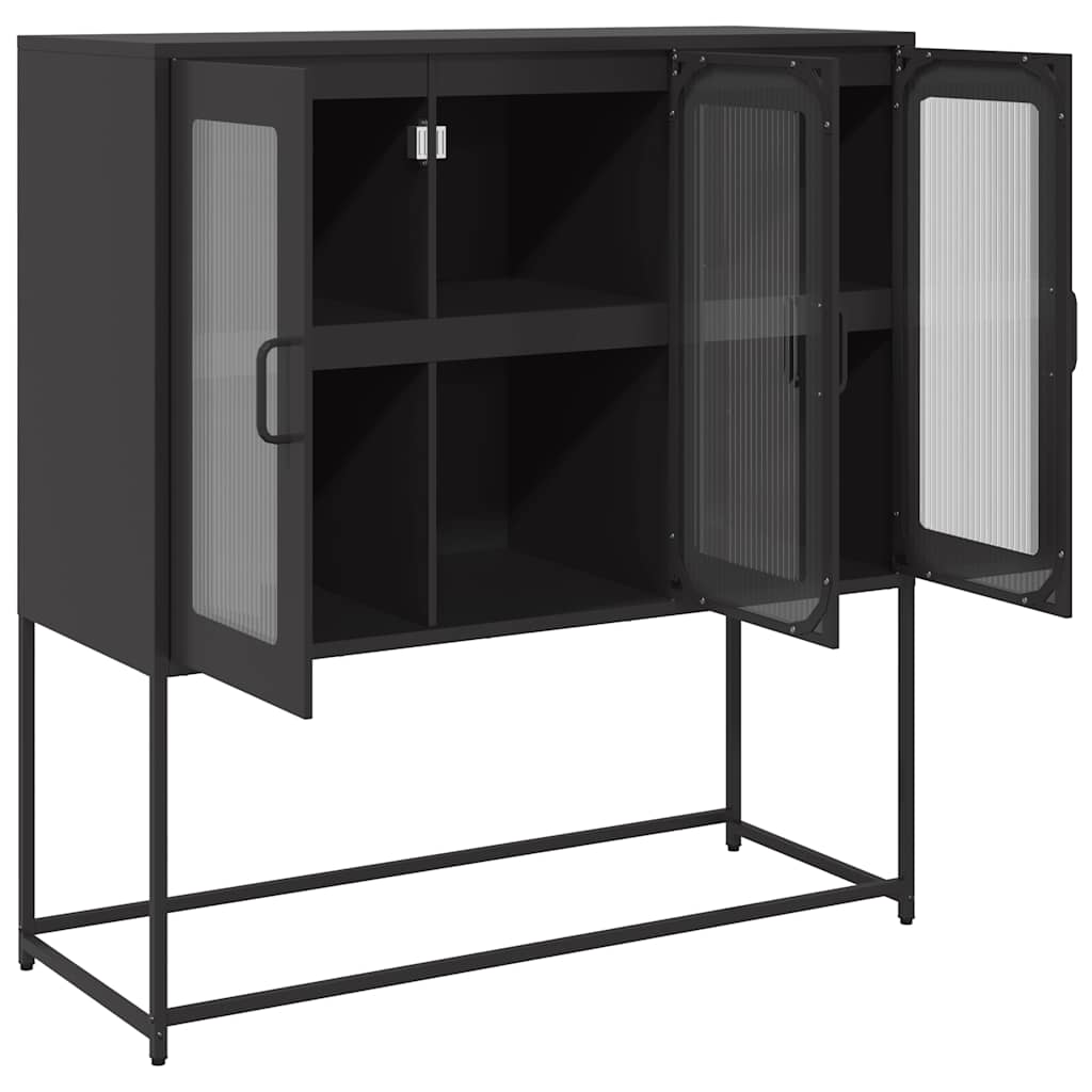 Dressoir 100,5x39x107 cm koudgewalst staal zwart is nu te koop bij PeponiXL, paradijselijk wonen!