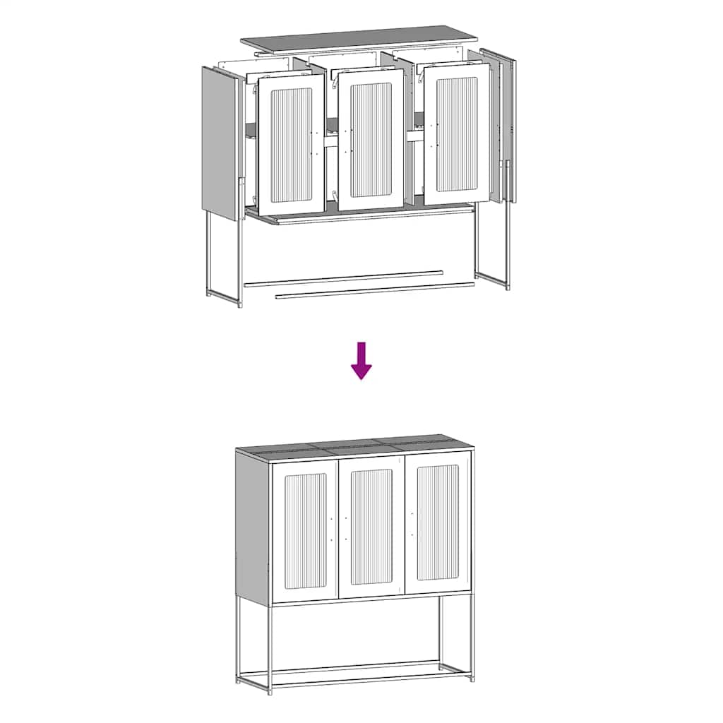 Dressoir 100,5x39x107 cm koudgewalst staal zwart is nu te koop bij PeponiXL, paradijselijk wonen!