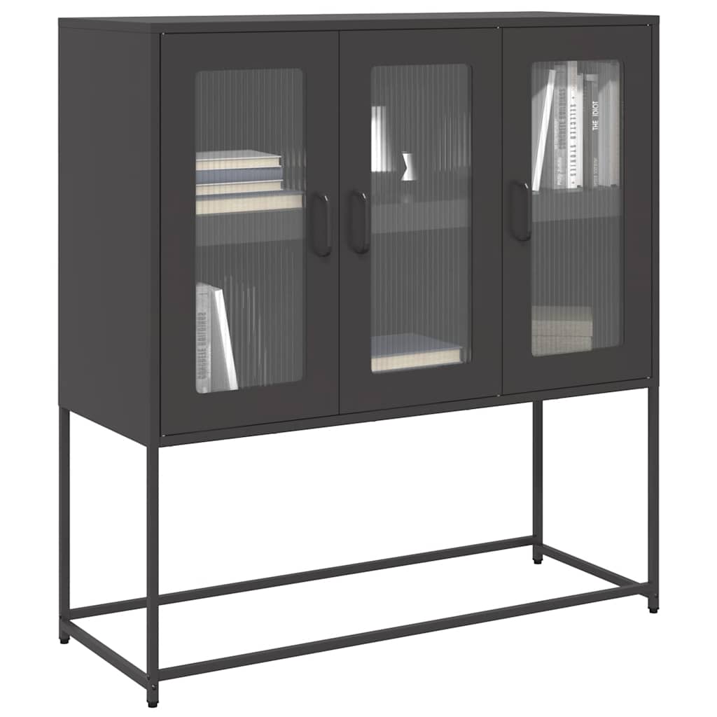 Dressoir 100,5x39x107 cm koudgewalst staal zwart is nu te koop bij PeponiXL, paradijselijk wonen!
