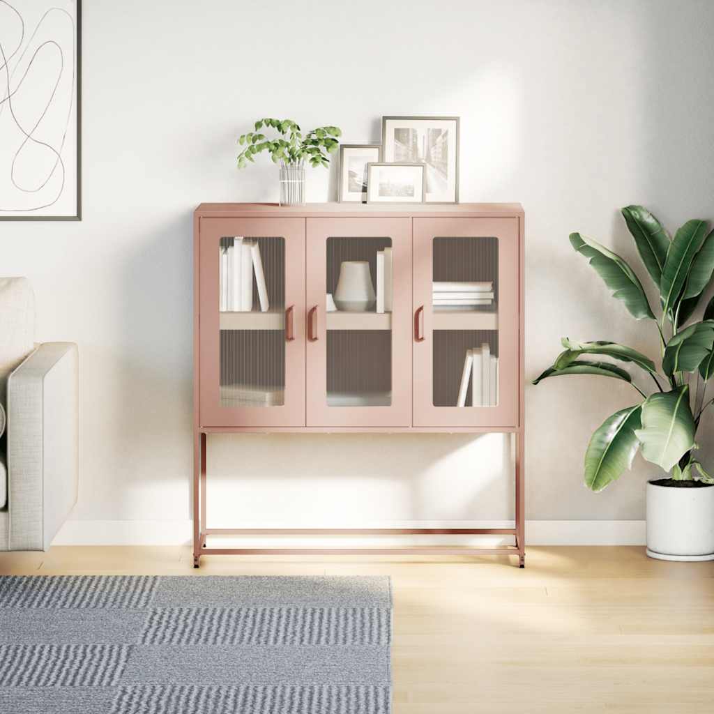 Dressoir 100,5x39x107 cm koudgewalst staal roze is nu te koop bij PeponiXL, paradijselijk wonen!