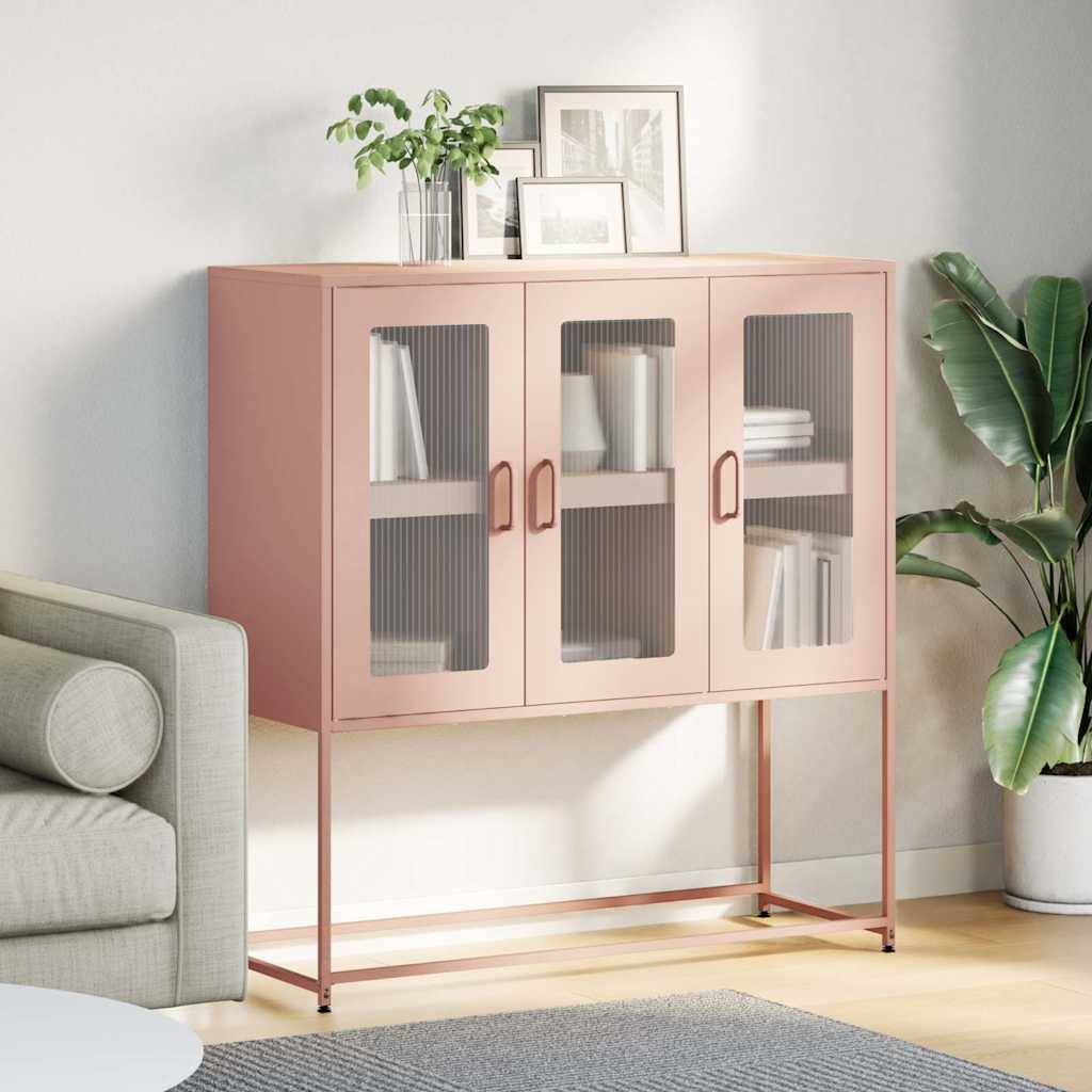 Dressoir 100,5x39x107 cm koudgewalst staal roze is nu te koop bij PeponiXL, paradijselijk wonen!