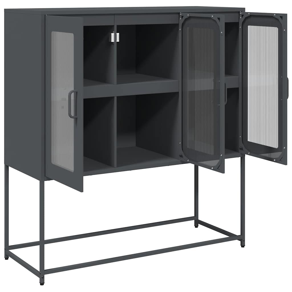 Dressoir 100,5x39x107 cm koudgewalst staal antracietkleurig is nu te koop bij PeponiXL, paradijselijk wonen!